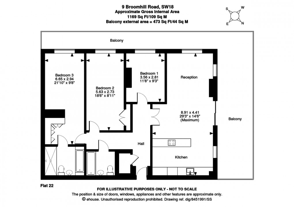 Floorplan for Lux Apartments, Broomhill Road, London